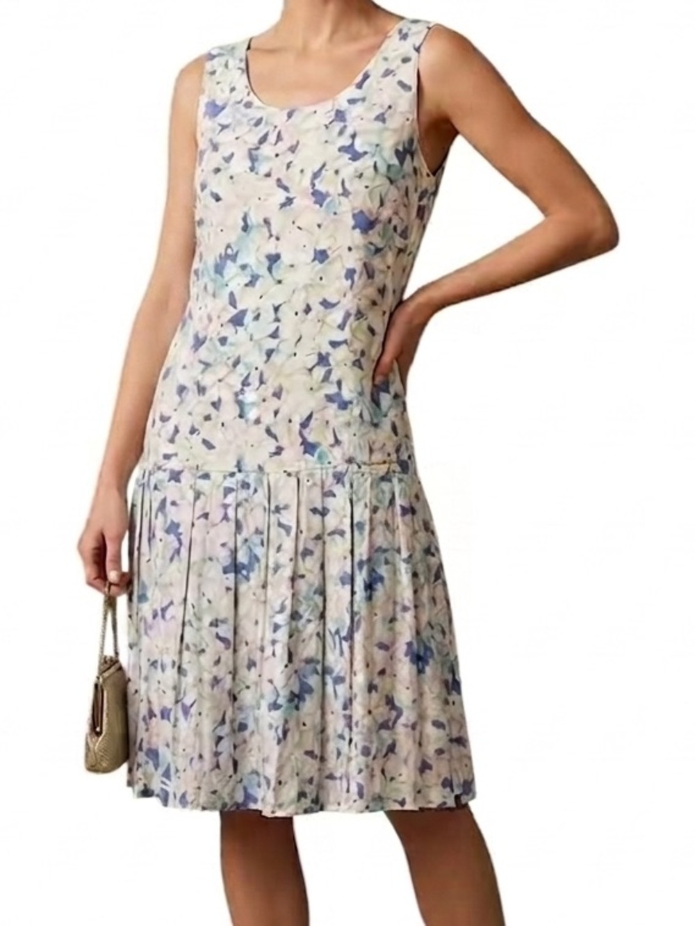 Liz Claiborne Cream Midi Pleated Dress Size 8